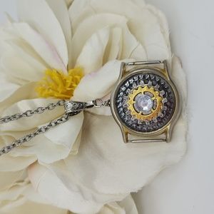 Hand Crafted Necklace from Watch Parts & Jewelry Embellishments.